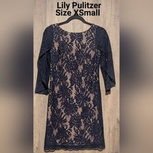 Lilly Pulitzer Navy Floral Lace Dress